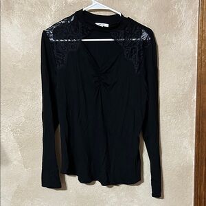 Maurices Black Long Sleeve Lace Blouse